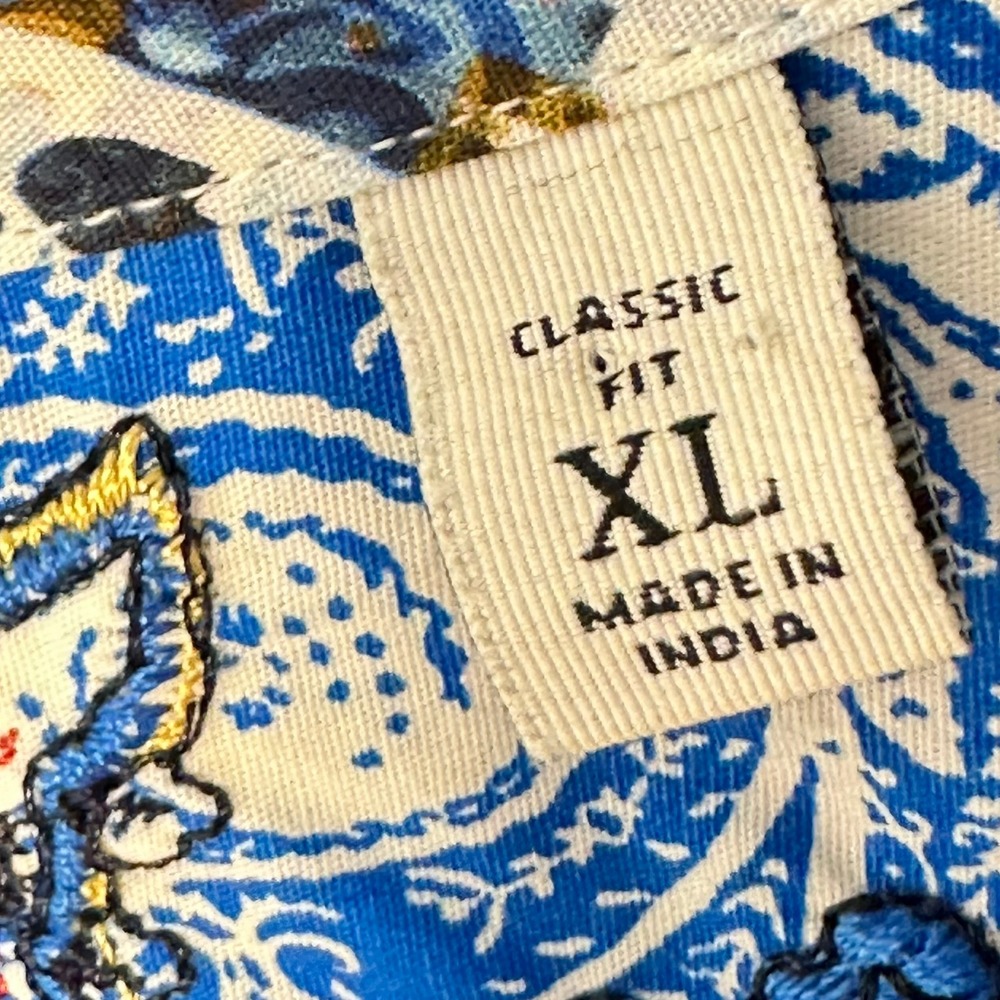 Robert Graham Mens Blue White Paisley Button Down Shirt Classic Fit XL Cotton - Picture 6 of 12